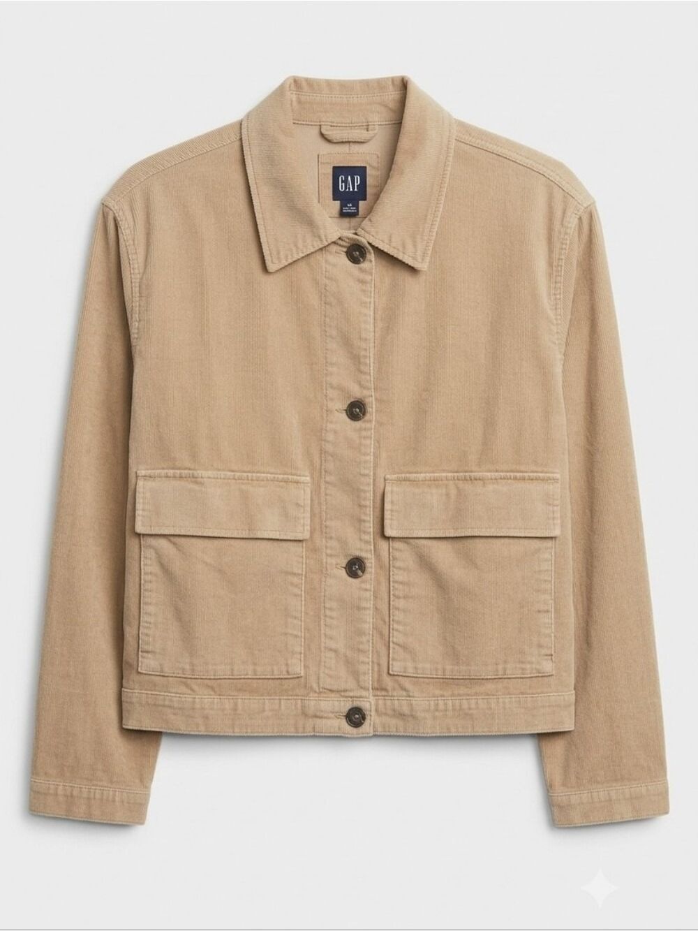 GAP Tan Denim Jacket, Buttons, Large Pockets, Collar, NWT, L